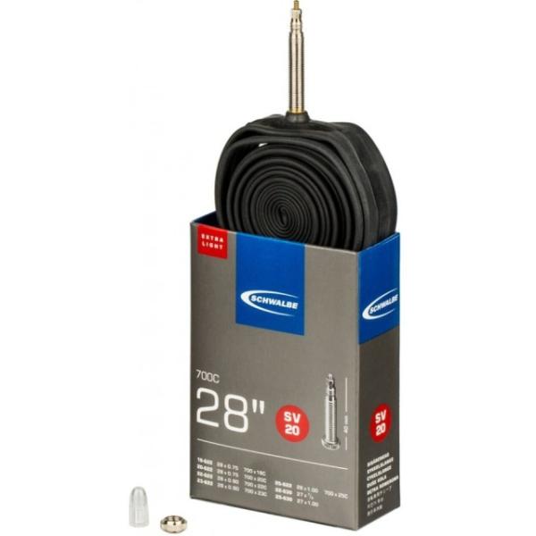 Schwalbe Schlauch Road ExtraLight SV20 700x18-25C 18/25-622/630 Ventil 40mm  Schwarz 28 18 &ndash; 25 x 18 &ndash; 25 mm