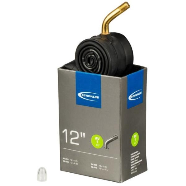 Schwalbe Schlauch 12 Schrader AV1/45&deg; 12x1.75-2.10 47/62-203 Ventil 40mm  Schwarz 12 1,75 &ndash; 2,1 x 1,75 &ndash; 2,1 Zoll