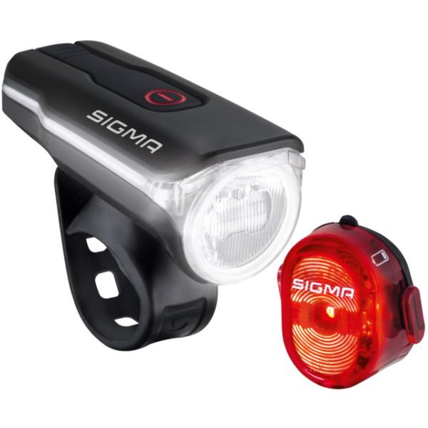 Sigma Lampe Aura 60/R&uuml;cklicht Nugget 2 USB Set 60 Lux inkl. Micro USB Ladekabel schwar  Black 60 Lux