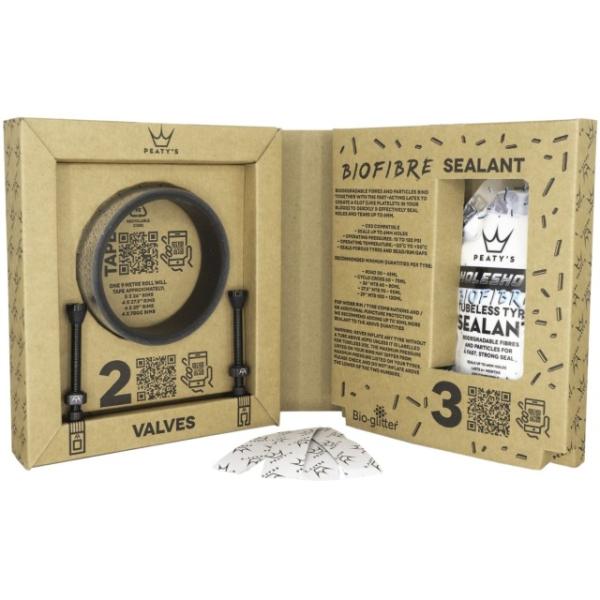 Peaty's Holeshot TL Conversion Kit 30mm Felgenband/TL Milch/Ventile  Weiss 240 ml