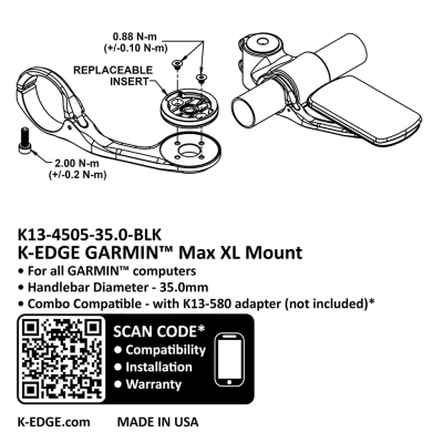 K-Edge K-EDGE GARMIN MAX XL Mount 35.0mm one size black Produktbild 3
